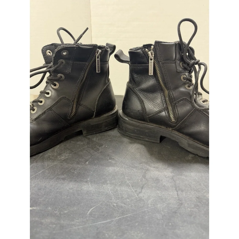Harley Davison black rugged zip buckle boots, men's 10, preloved